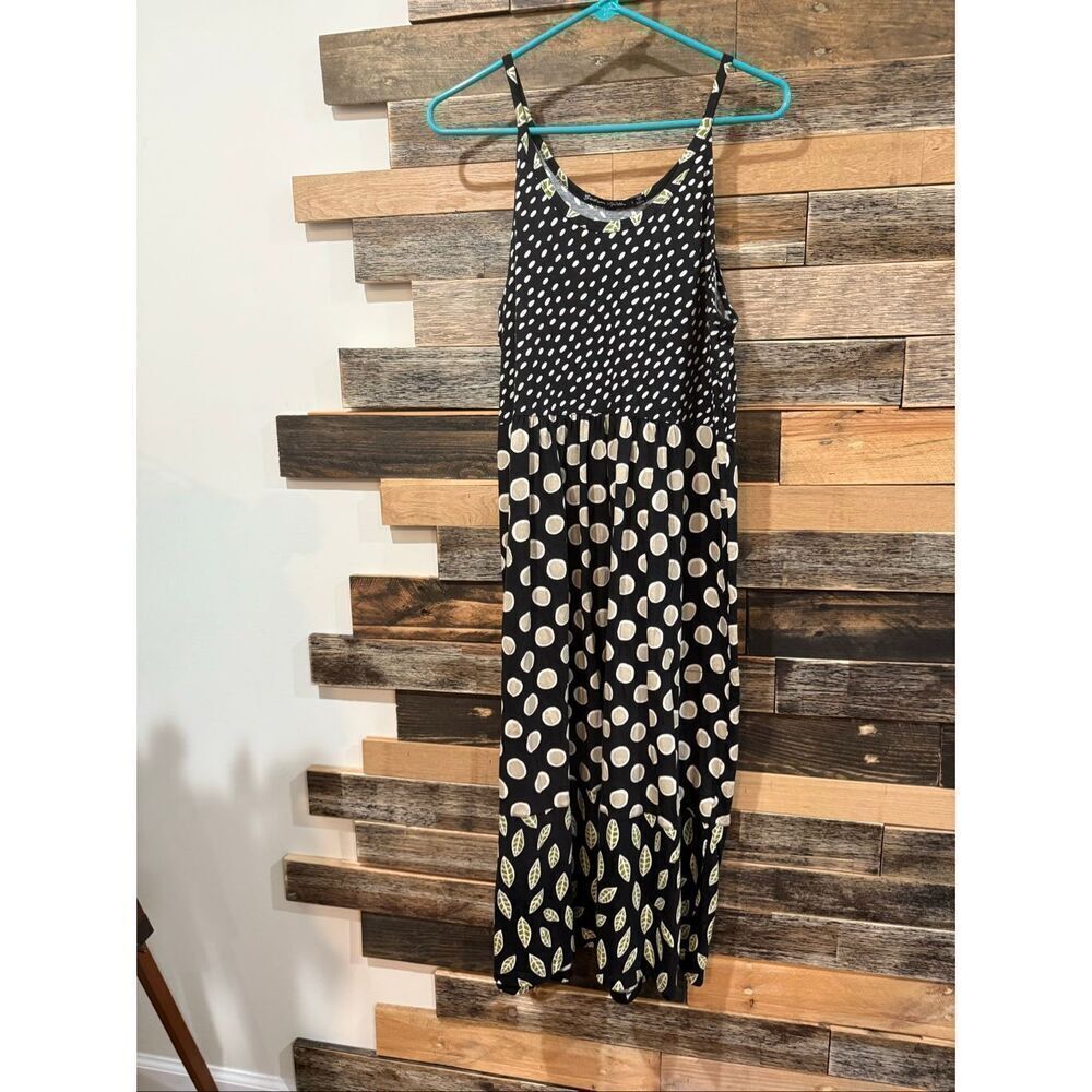Gudrun Sjoden black/cream polka dot dress pockets size L